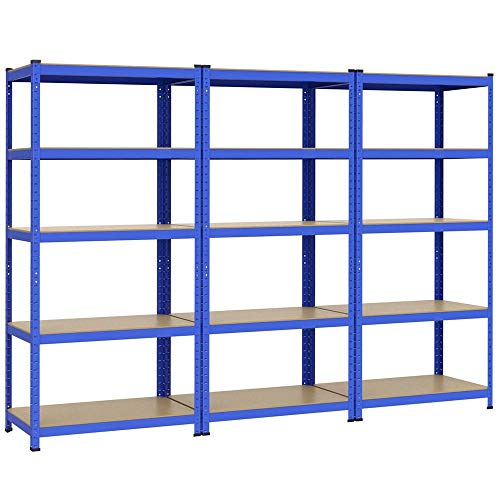 Yaheetech 3X Lagerregal 180 x 90 x 45 cm Schwerlastregal max. 1325 kg belastbar Steckregal pulverbeschichtete Werkstattregal 5 verstellbare Ablagen von Yaheetech