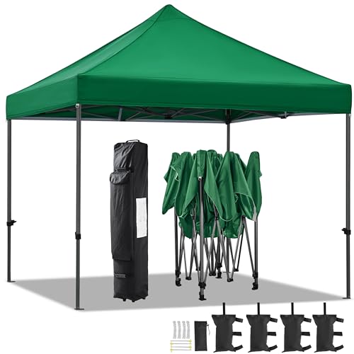 Yaheetech Faltpavillon Pavillon 3x3 wasserdicht stabil, 323/332/341 cm höhenverstellbar faltbar Pop up Faltzelt, UV-Schutz 50+ für Garten Hochzeit Camping, Dunkelgrün von Yaheetech