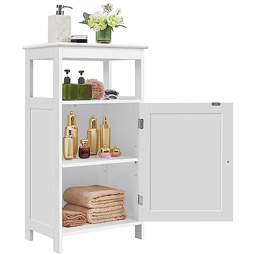 Yaheetech 4-stufiger Badezimmerschrank Bodenschrank mit Einzeltür & Verstellbarem Einlegeboden Standschrank fürs Badezimmer/Wohnzimmer/Küche/Flur/Kleine Räume Weiß von Yaheetech