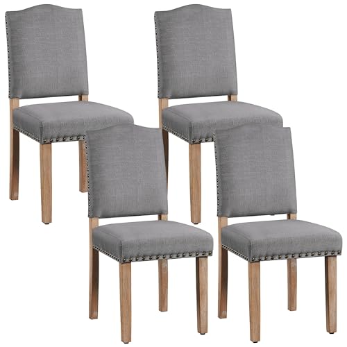 Yaheetech 4er Set Esszimmerstühle Stühle gepolstert, Modern Küchenstuhl bequemer Polsterstuhl, belastbar bis 136 kg, fürs Esszimmer/Küche/Wohnzimmer, dunkelgrau von Yaheetech