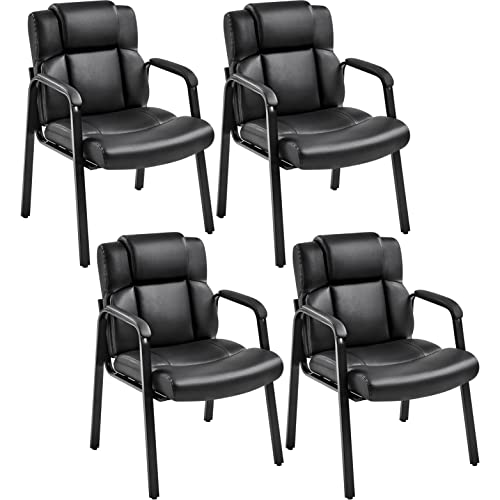 Yaheetech 4er Set Esszimmerstühle Küchenstuhl mit Armlehne Konferenzstuhl Besucherstuhl Stühle Polsterstuhl Kunstleder für Esszimmer Schlafzimmer Wohnzimmer Schwarz von Yaheetech