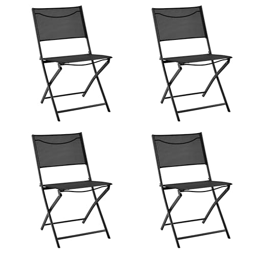 Yaheetech 4er-Set Klappbarer Gartenstuhl Klappstuhl Terrassenstühle Tragbar & Platzsparend Essstühle für Außenbereich Balkonstuhl bis 100 kg Belastbar Schwarz von Yaheetech