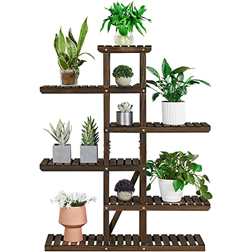 Yaheetech 6 Ebenen Pflanzentreppe aus Holz Blumenregal Pflanzenständer Mehrstöckige Blumenleiter für Indoor/Outdoor Blumenständer Gartendekoration 101 x 27 x 121 cm von Yaheetech