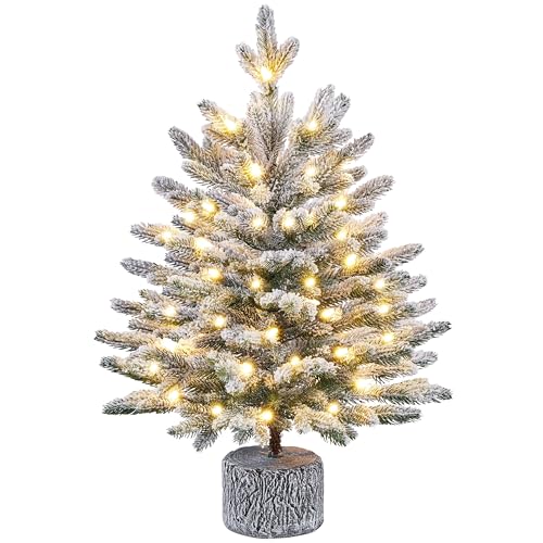 Yaheetech 68 cm Mini Künstlicher Weihnachtsbaum mit Schnee, Eingetopfter Tannenbaum mit 35 LEDs in Warmweiß und 262 Spitzen, Schneebedeckter Beflockter Kleiner Christbaum Yaheetech 68 cm Mini Künstlicher Weihnachtsbaum mit Schnee, Eingetopfter Tannenbaum mit 35 LEDs in Warmweiß und 262 Spitzen, Schneebedeckter Beflockter Kleiner Christbaum von Yaheetech