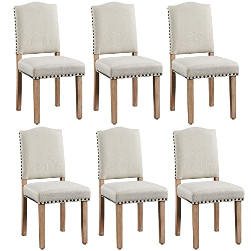 Yaheetech 6er Set Esszimmerstühle Stühle gepolstert, Modern Küchenstuhl bequemer Polsterstuhl, belastbar bis 136 kg, fürs Esszimmer/Küche/Wohnzimmer, beige von Yaheetech