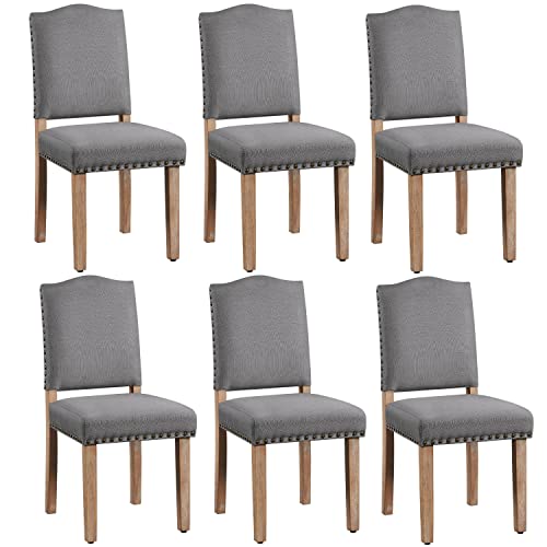 Yaheetech 6er Set Esszimmerstühle Stühle gepolstert, Modern Küchenstuhl bequemer Polsterstuhl, belastbar bis 136 kg, fürs Esszimmer/Küche/Wohnzimmer, dunkelgrau von Yaheetech