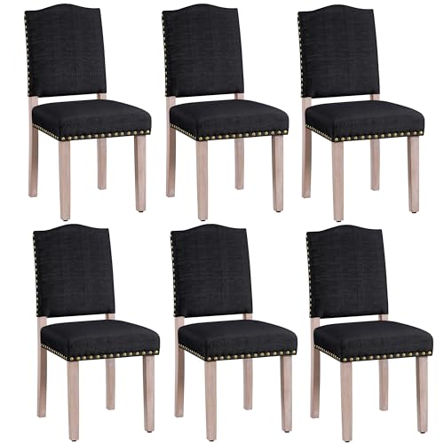 Yaheetech 6er Set Esszimmerstühle Stühle gepolstert, Modern Küchenstuhl bequemer Polsterstuhl, belastbar bis 136 kg, fürs Esszimmer/Küche/Wohnzimmer, schwarz von Yaheetech