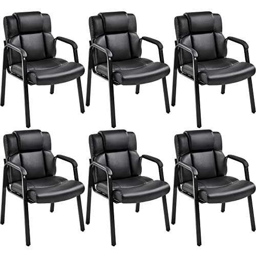 Yaheetech 6er Set Esszimmerstühle Küchenstuhl mit Armlehne Konferenzstuhl Besucherstuhl Stühle Polsterstuhl Kunstleder für Esszimmer Schlafzimmer Wohnzimmer Schwarz von Yaheetech