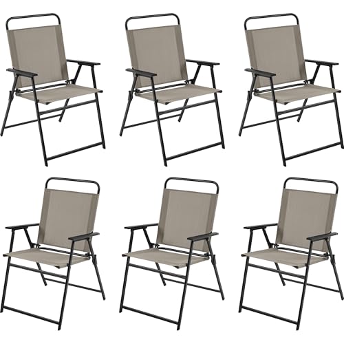 Yaheetech 6er-Set Klappstuhl Gartenstuhl Klappsessel mit Hoher Rückenlehne & Armlehnen Terrassenstühle Essstühle bis 100 kg Belastbar Braun von Yaheetech