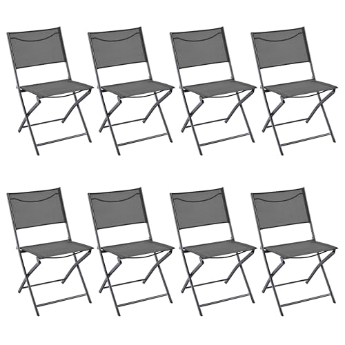 Yaheetech 8er-Set Klappbarer Gartenstuhl Klappstuhl Terrassenstühle Tragbar & Platzsparend Essstühle für Außenbereich Balkonstuhl bis 100 kg Belastbar Dunkelgrau von Yaheetech
