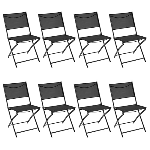 Yaheetech 8er-Set Klappbarer Gartenstuhl Klappstuhl Terrassenstühle Tragbar & Platzsparend Essstühle für Außenbereich Balkonstuhl bis 100 kg Belastbar Schwarz von Yaheetech