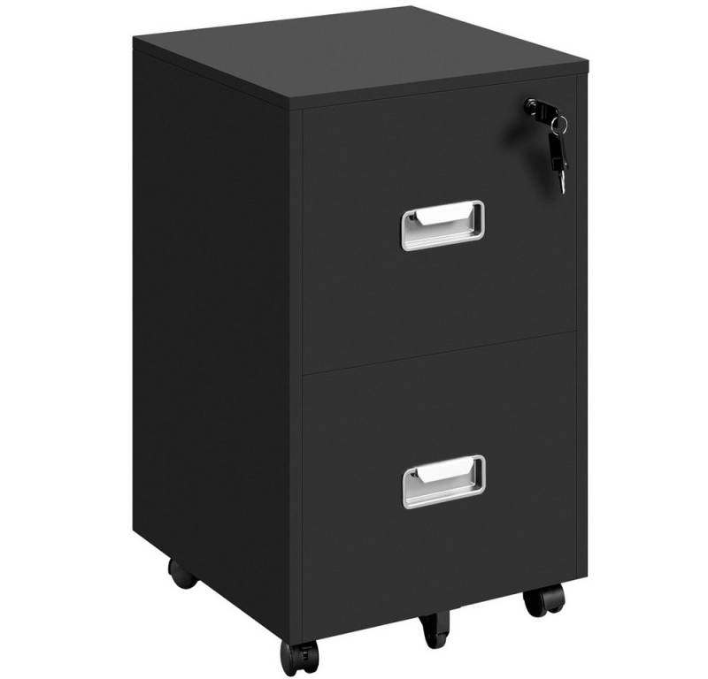 Yaheetech Aktenschrank Rollcontainer abschließbare Büroschrank mit Hängeregistratur und 2 Schubladen von Yaheetech