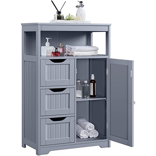Yaheetech Badezimmerschrank, Unterschränke Beistellschrank, Badschrank mit 3 Schubladen und 1 Tür, verstellbare Regalebene, Wohnzimmer/Küche/Flur, Grau Yaheetech Badezimmerschrank, Unterschränke Beistellschrank, Badschrank mit 3 Schubladen und 1 Tür, verstellbare Regalebene, Wohnzimmer/Küche/Flur, Grau von Yaheetech