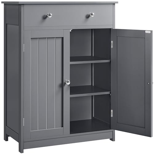 Yaheetech Badezimmerschrank Unterschrank Badschrank mit Doppeltür und Schublade Bodenschrank Badkommode Küchenschrank Aufbewahrungsschrank fürs Badezimmer Küche Wohnzimmer, Dunkelgrau von Yaheetech