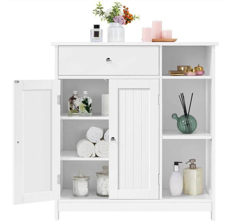 Yaheetech Badkommode Badezimmerschrank mit Schublade & verstellbaren Einlegeböden, Unterschrank Badschrank Badezimmermöbel, 75 x 30 x 80 cm von Yaheetech