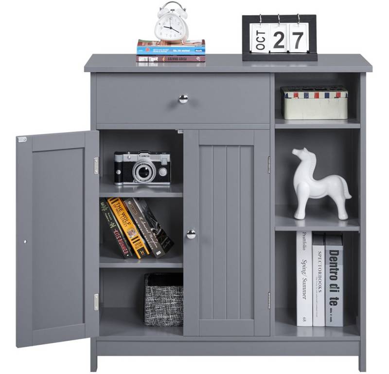 Yaheetech Badkommode Badezimmerschrank mit Schublade & verstellbaren Einlegeböden, Unterschrank Badschrank Badezimmermöbel, 75 x 30 x 80 cm von Yaheetech