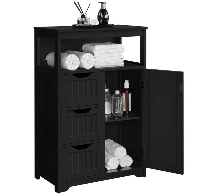 Yaheetech Badkommode Badezimmerschrank, Badschrank mit 3 Schubladen & 1 Schrank mit verstellbarem Regalbrett von Yaheetech