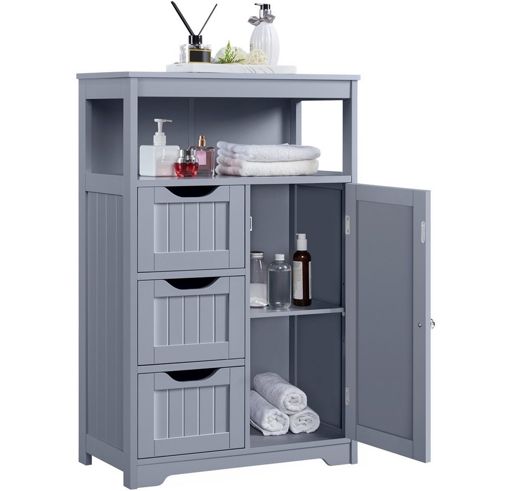 Yaheetech Badkommode Badezimmerschrank, Badschrank mit 3 Schubladen & 1 Schrank mit verstellbarem Regalbrett Yaheetech Badkommode Badezimmerschrank, Badschrank mit 3 Schubladen & 1 Schrank mit verstellbarem Regalbrett von Yaheetech