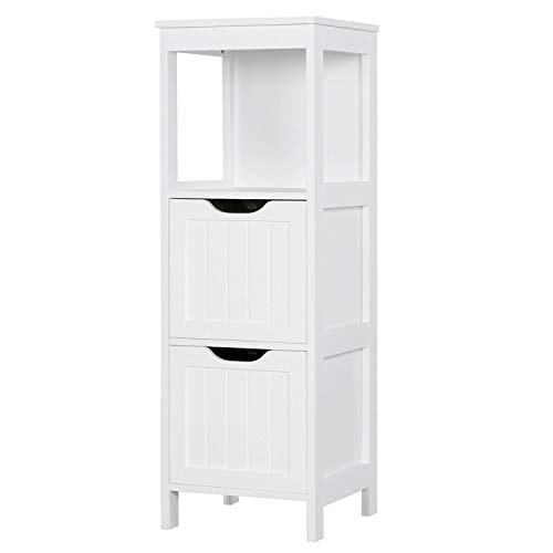 Yaheetech Badschrank, Badkommode, lackiertes Badregal weiß, Badezimmer Schrank mit abnehmbaren Schubladen, Nachtkommode, Eckkommode, 30x30x89cm LBH von Yaheetech