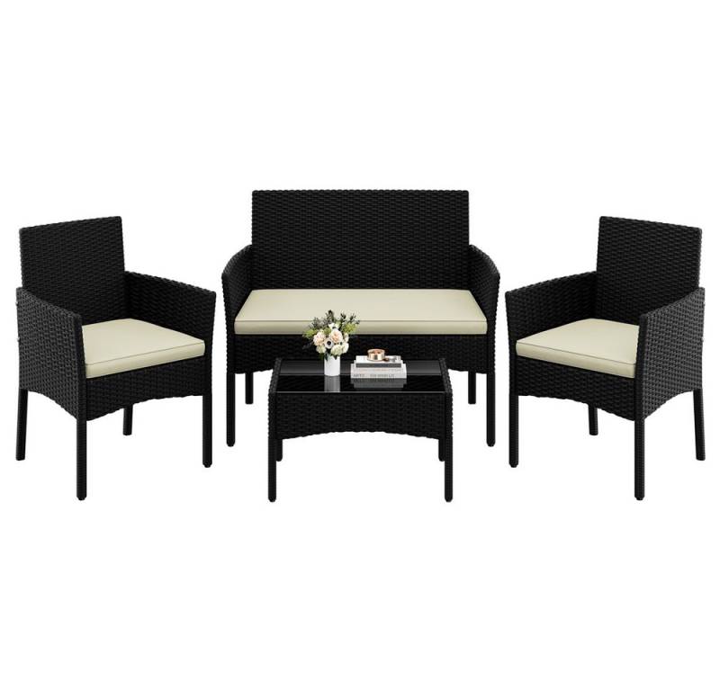 Yaheetech Balkonset Gartenmöbel-Set, 4-er Set Rattanmöbel Gartenlounge-Set für 4 Personen von Yaheetech