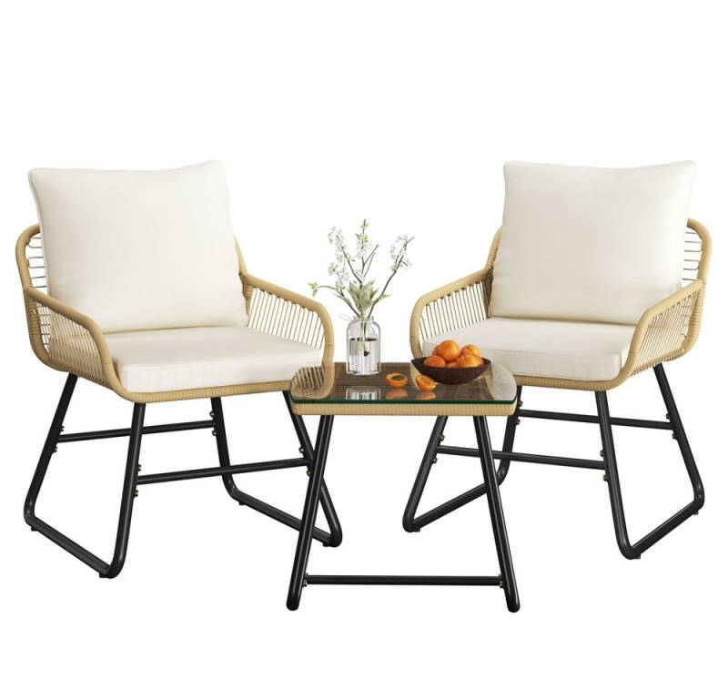 Yaheetech Balkonset Gartenmöbel-Set, Gartenlounge-Set mit 2 Lehnstühle & 1 Beistelltisch von Yaheetech