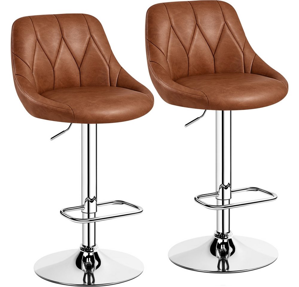 Yaheetech Barhocker (2 St), Verstellbare Sitzhöhe 61,5 cm - 83 cm Polsterhocker mit Fußstütze von Yaheetech