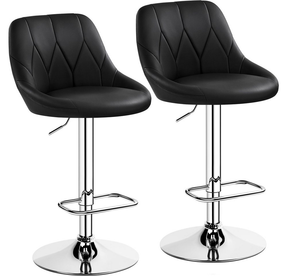 Yaheetech Barhocker (2 St), Verstellbare Sitzhöhe 61,5 cm - 83 cm Polsterhocker mit Fußstütze von Yaheetech
