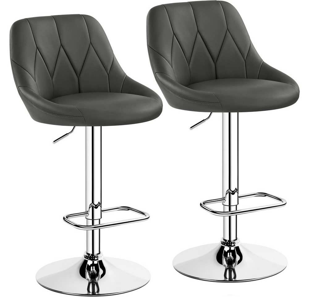 Yaheetech Barhocker (2 St), Verstellbare Sitzhöhe 61,5 cm - 83 cm Polsterhocker mit Fußstütze von Yaheetech