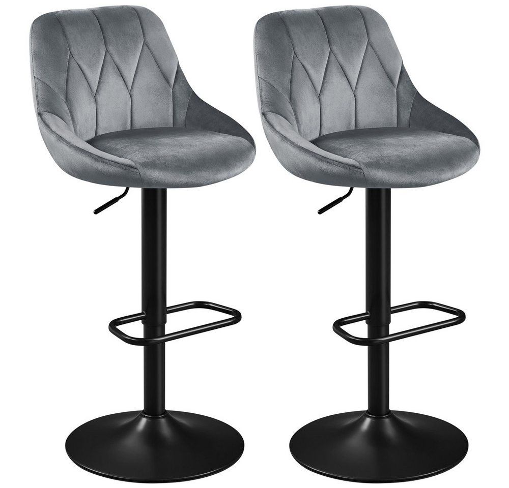 Yaheetech Barhocker (2 St), Verstellbare Sitzhöhe 61,5 cm - 83 cm Polsterhocker mit Fußstütze von Yaheetech