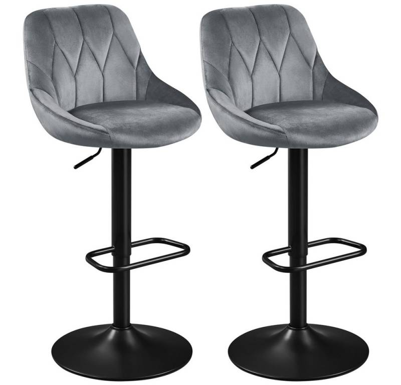 Yaheetech Barhocker (2 St), Verstellbare Sitzhöhe 61,5 cm - 83 cm Polsterhocker mit Fußstütze von Yaheetech