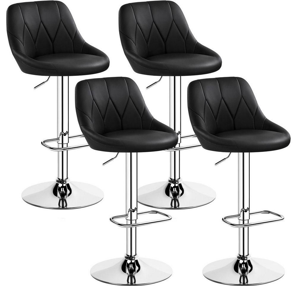 Yaheetech Barhocker (4 St), Verstellbare Sitzhöhe 61,5 cm - 83 cm Polsterhocker mit Fußstütze von Yaheetech