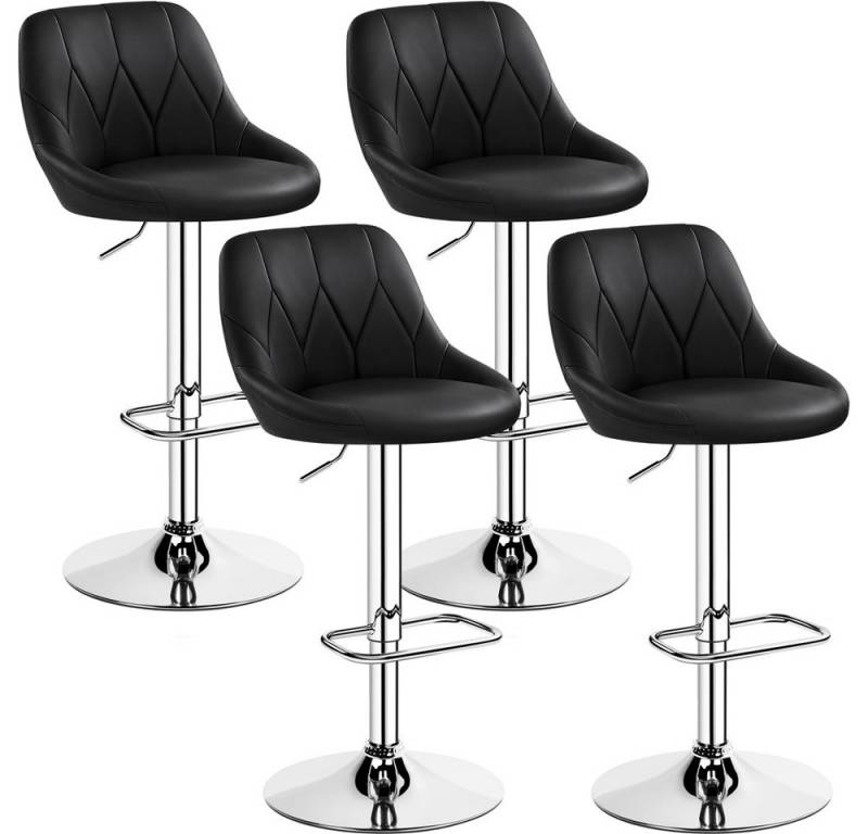 Yaheetech Barhocker (4 St), Verstellbare Sitzhöhe 61,5 cm - 83 cm Polsterhocker mit Fußstütze von Yaheetech