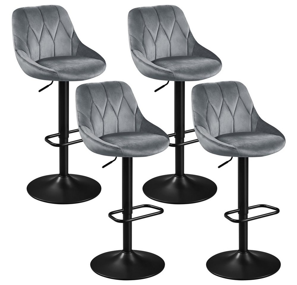 Yaheetech Barhocker (4 St), Verstellbare Sitzhöhe 61,5 cm - 83 cm Polsterhocker mit Fußstütze von Yaheetech