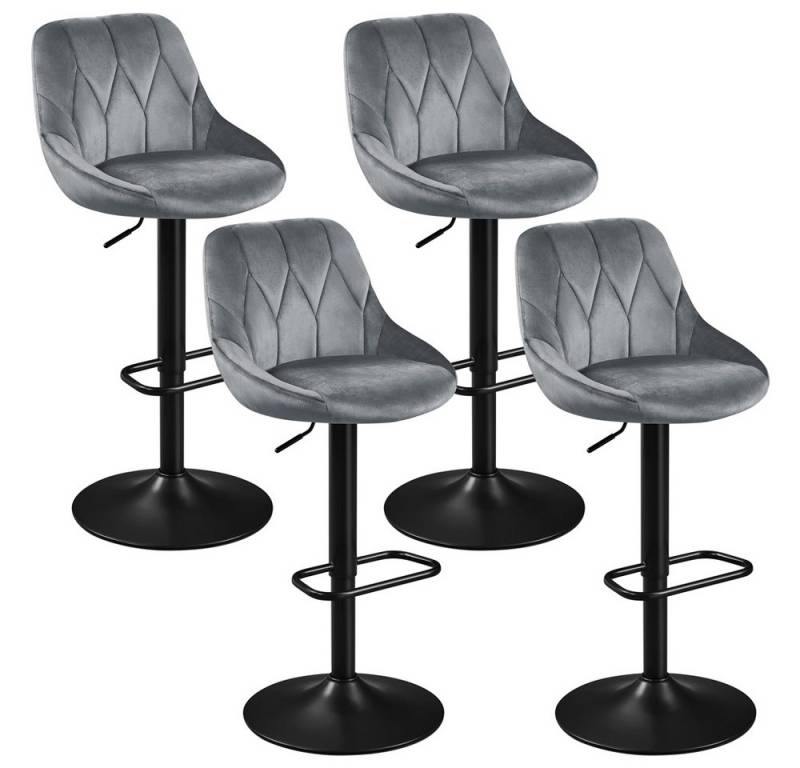 Yaheetech Barhocker (4 St), Verstellbare Sitzhöhe 61,5 cm - 83 cm Polsterhocker mit Fußstütze von Yaheetech