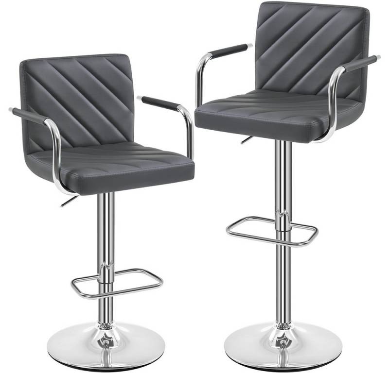Yaheetech Barhocker 2-er Set, Höhenverstellbarer Barstuhl mit Armlehnen, Sitzhöhe 62,5 cm – 84,5 cm von Yaheetech