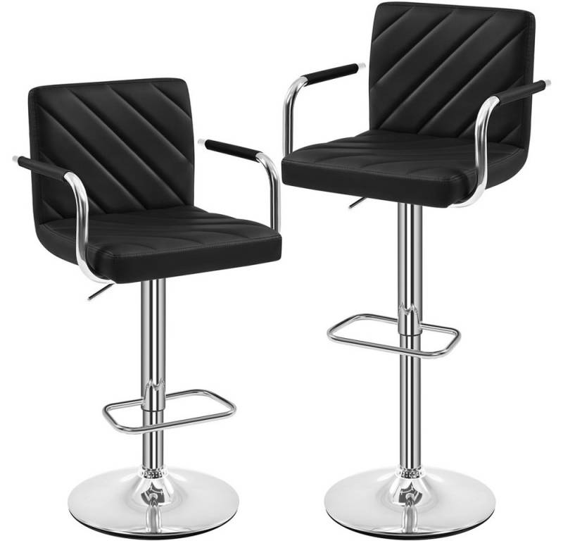 Yaheetech Barhocker 2-er Set, Höhenverstellbarer Barstuhl mit Armlehnen, Sitzhöhe 62,5 cm – 84,5 cm von Yaheetech