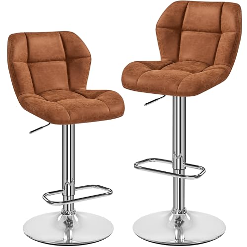 Yaheetech Barhocker 2er Set Barstuhl Höhenverstellbar mit Rückenlehne und Fußstütze drehbare Küchenhocker PU-Kunstleder Sitzhöhe 62,5 cm - 84,5 cm für die Küche/Esszimmer, Retro-Braun Yaheetech Barhocker 2er Set Barstuhl Höhenverstellbar mit Rückenlehne und Fußstütze drehbare Küchenhocker PU-Kunstleder Sitzhöhe 62,5 cm - 84,5 cm für die Küche/Esszimmer, Retro-Braun von Yaheetech