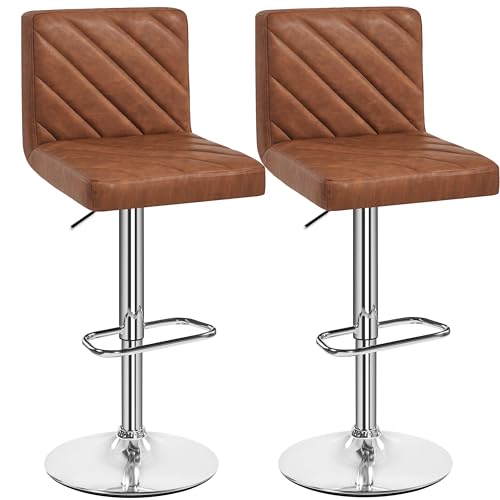 Yaheetech Barhocker 2er Set Kunstleder Gepolstert Barstuhl mit Fußstütze Drehhocker Küchenhocker, Thekenhocker bis 136 kg Belastbar für Küche/Esszimmer/Bar/Salon, Braun von Yaheetech