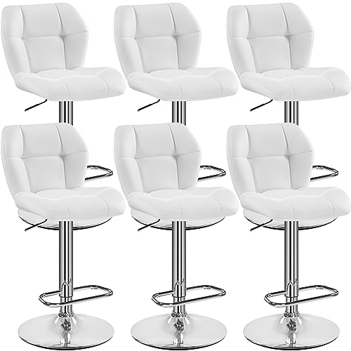 Yaheetech Barhocker 6er Set Höhenverstellbar 360°Drehbar Barstühle Küchenstühle mit Rückenlehne und Fußstütze, Barstuhl PU-Kunstleder Sitzhöhe 62,5 cm - 84,5 cm für die Küche, Weiß Yaheetech Barhocker 6er Set Höhenverstellbar 360°Drehbar Barstühle Küchenstühle mit Rückenlehne und Fußstütze, Barstuhl PU-Kunstleder Sitzhöhe 62,5 cm - 84,5 cm für die Küche, Weiß von Yaheetech