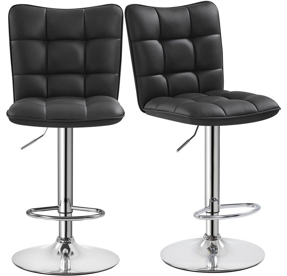 Yaheetech Barhocker Drehhocker mit Fußstütze (2 St), Barstühle 360°Drehbar Küchenstühle Sitzhöhe 62,5 cm - 83 cm von Yaheetech