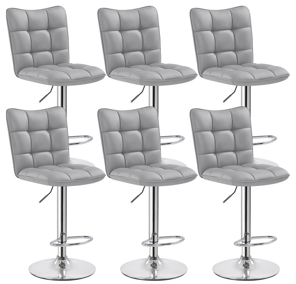 Yaheetech Barhocker Drehhocker mit Fußstütze (6 St), Barstühle 360°Drehbar Küchenstühle Sitzhöhe 62,5 cm - 83 cm von Yaheetech