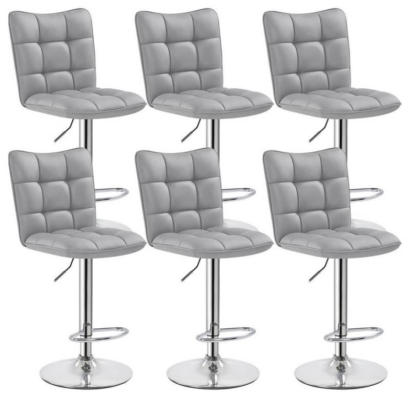 Yaheetech Barhocker Drehhocker mit Fußstütze (6 St), Barstühle 360°Drehbar Küchenstühle Sitzhöhe 62,5 cm - 83 cm von Yaheetech