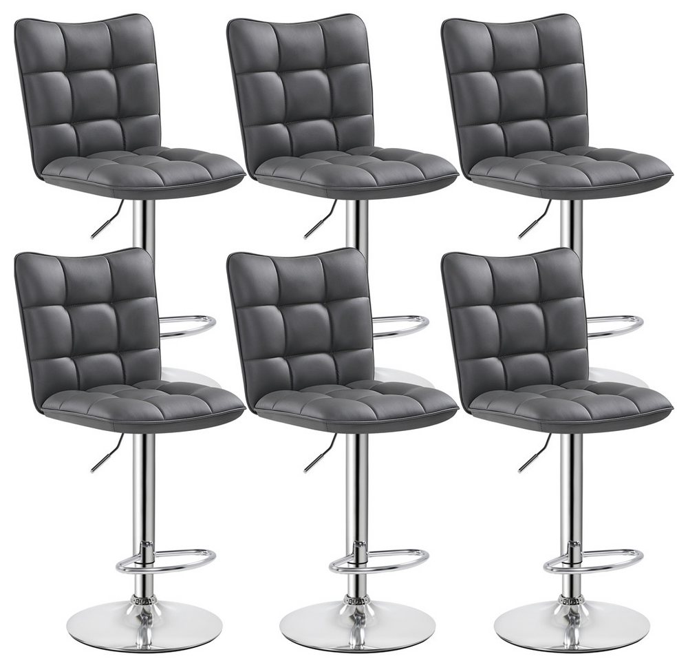 Yaheetech Barhocker Drehhocker mit Fußstütze (6 St), Barstühle 360°Drehbar Küchenstühle Sitzhöhe 62,5 cm - 83 cm von Yaheetech