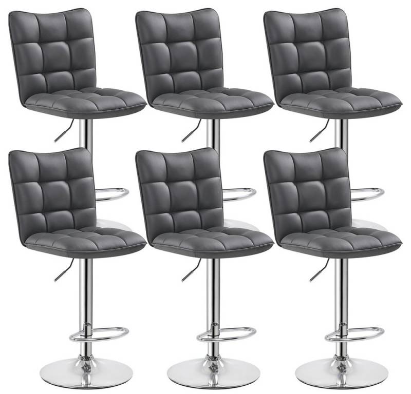 Yaheetech Barhocker Drehhocker mit Fußstütze (6 St), Barstühle 360°Drehbar Küchenstühle Sitzhöhe 62,5 cm - 83 cm von Yaheetech