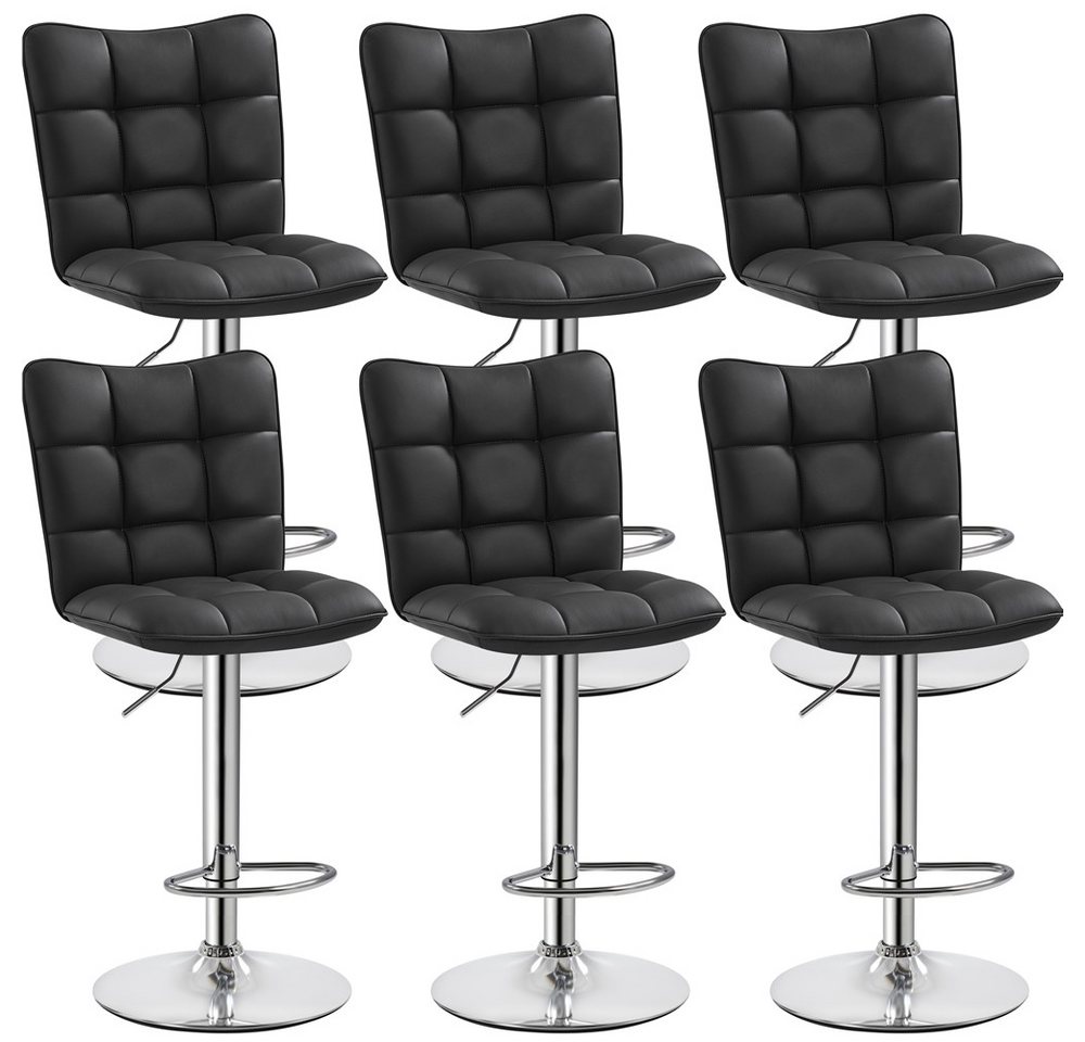 Yaheetech Barhocker Drehhocker mit Fußstütze (6 St), Barstühle 360°Drehbar Küchenstühle Sitzhöhe 62,5 cm - 83 cm von Yaheetech