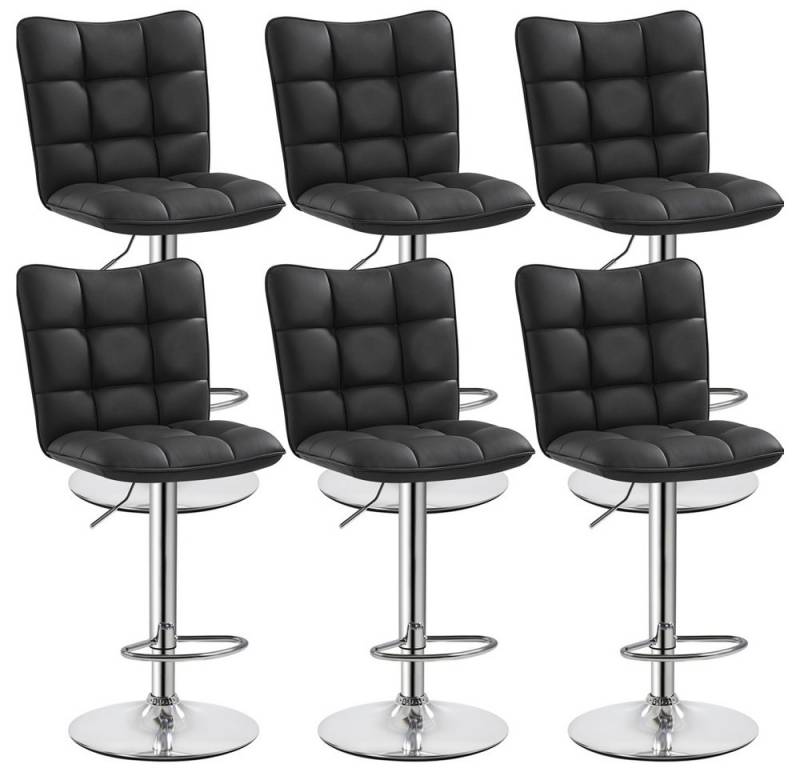 Yaheetech Barhocker Drehhocker mit Fußstütze (6 St), Barstühle 360°Drehbar Küchenstühle Sitzhöhe 62,5 cm - 83 cm von Yaheetech