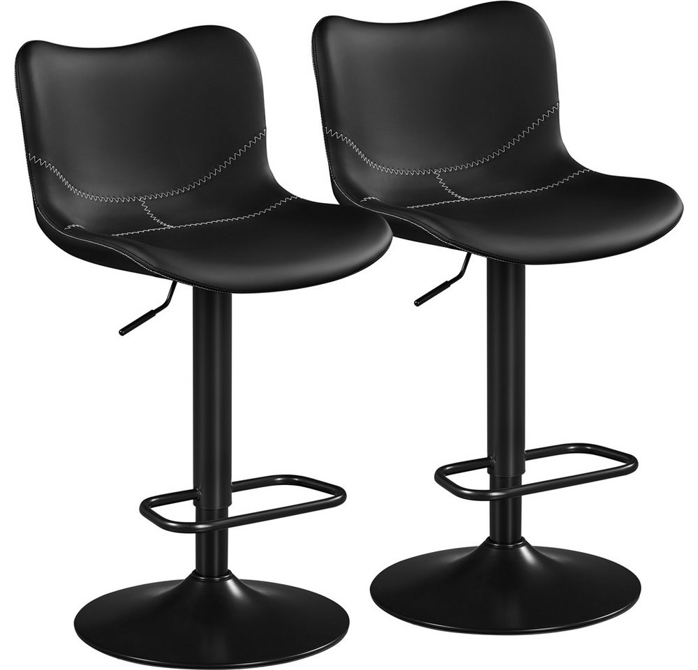 Yaheetech Barhocker Moderner Höhenverstellbarer Barstuhl (2 St), 2er-Set Armloser Drehstuhl mit Rückenlehne und Fußstütze von Yaheetech