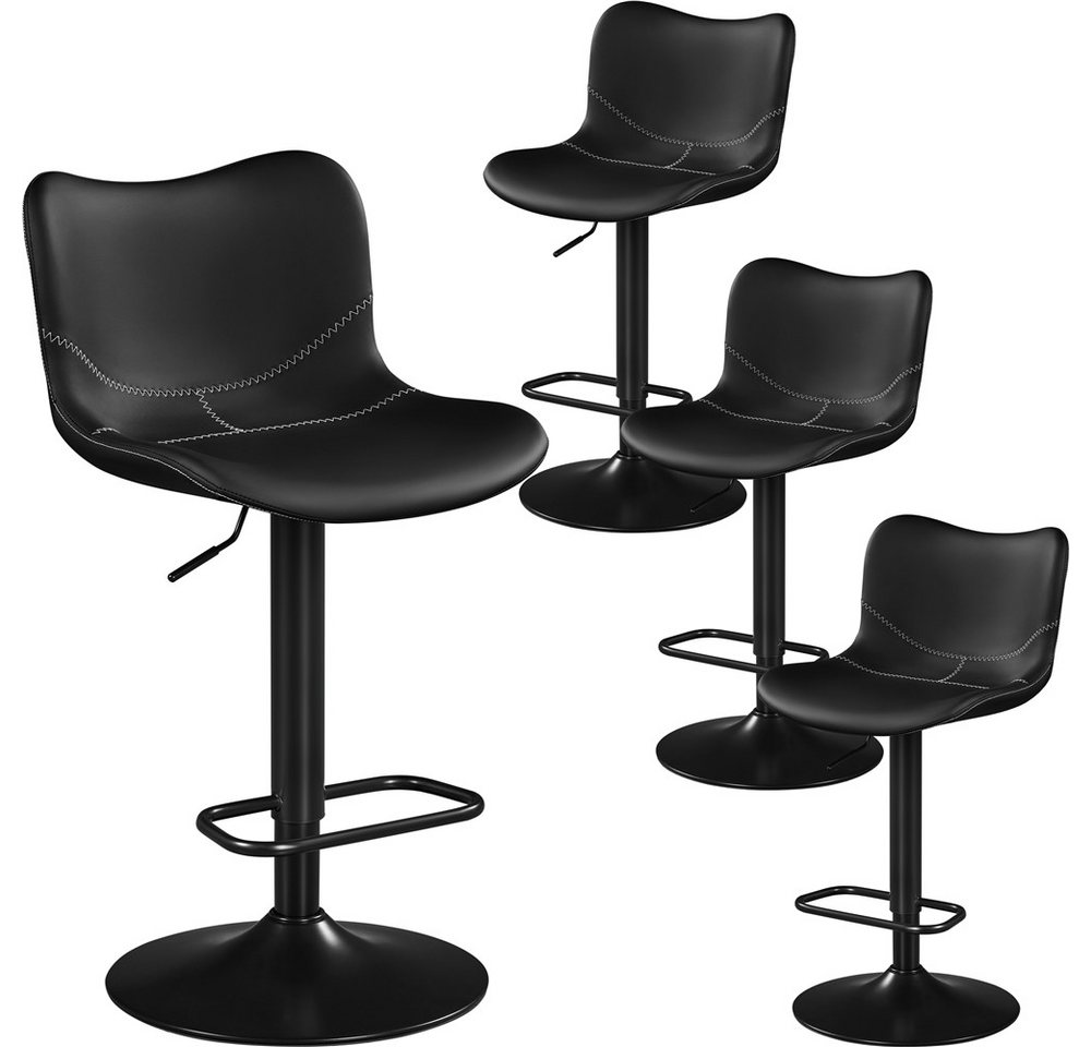 Yaheetech Barhocker Moderner Höhenverstellbarer Barstuhl (4 St), 4er-Set Armloser Drehstuhl mit Rückenlehne und Fußstütze von Yaheetech