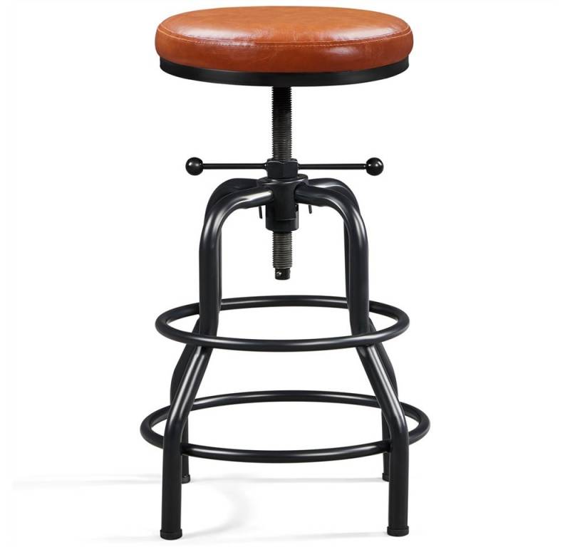 Yaheetech Barhocker Schraubhocker mit Dickem Kissen (1 St), Vintage Höhenverstellbarer Barstuhl 54,5 – 71,5 cm von Yaheetech