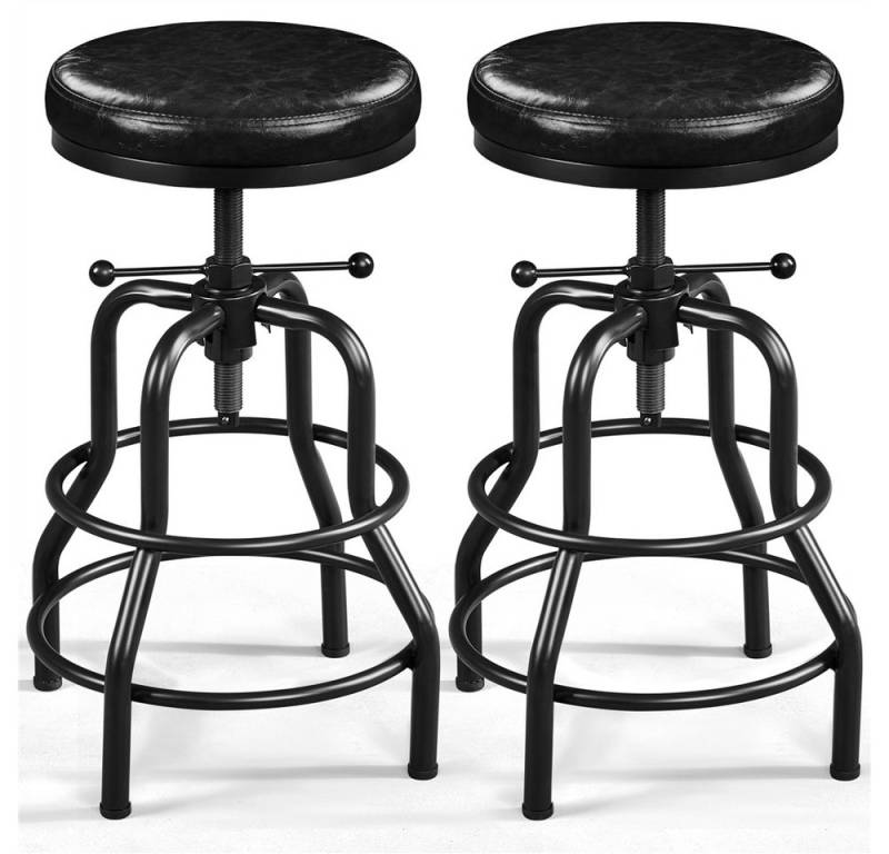 Yaheetech Barhocker Schraubhocker mit Dickem Kissen (2 St), 2-er Vintage Höhenverstellbarer Barstuhl 54,5 – 71,5 cm von Yaheetech